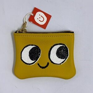 Danielle Wright 100% Leather Eye‎ Roll Smiley Face Coin Purse Card Holder NWT